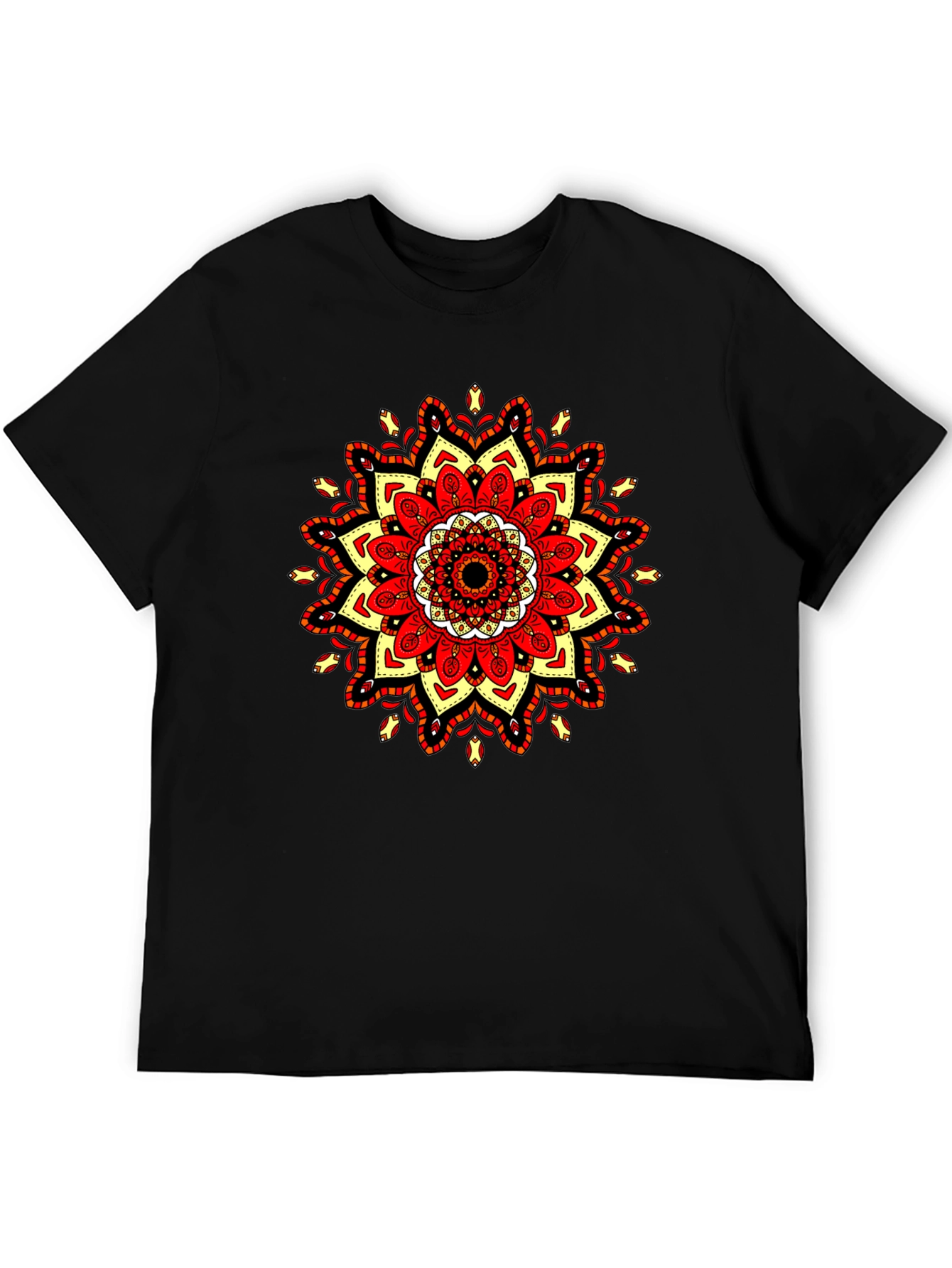 Black T-Shirt with Mandala Design