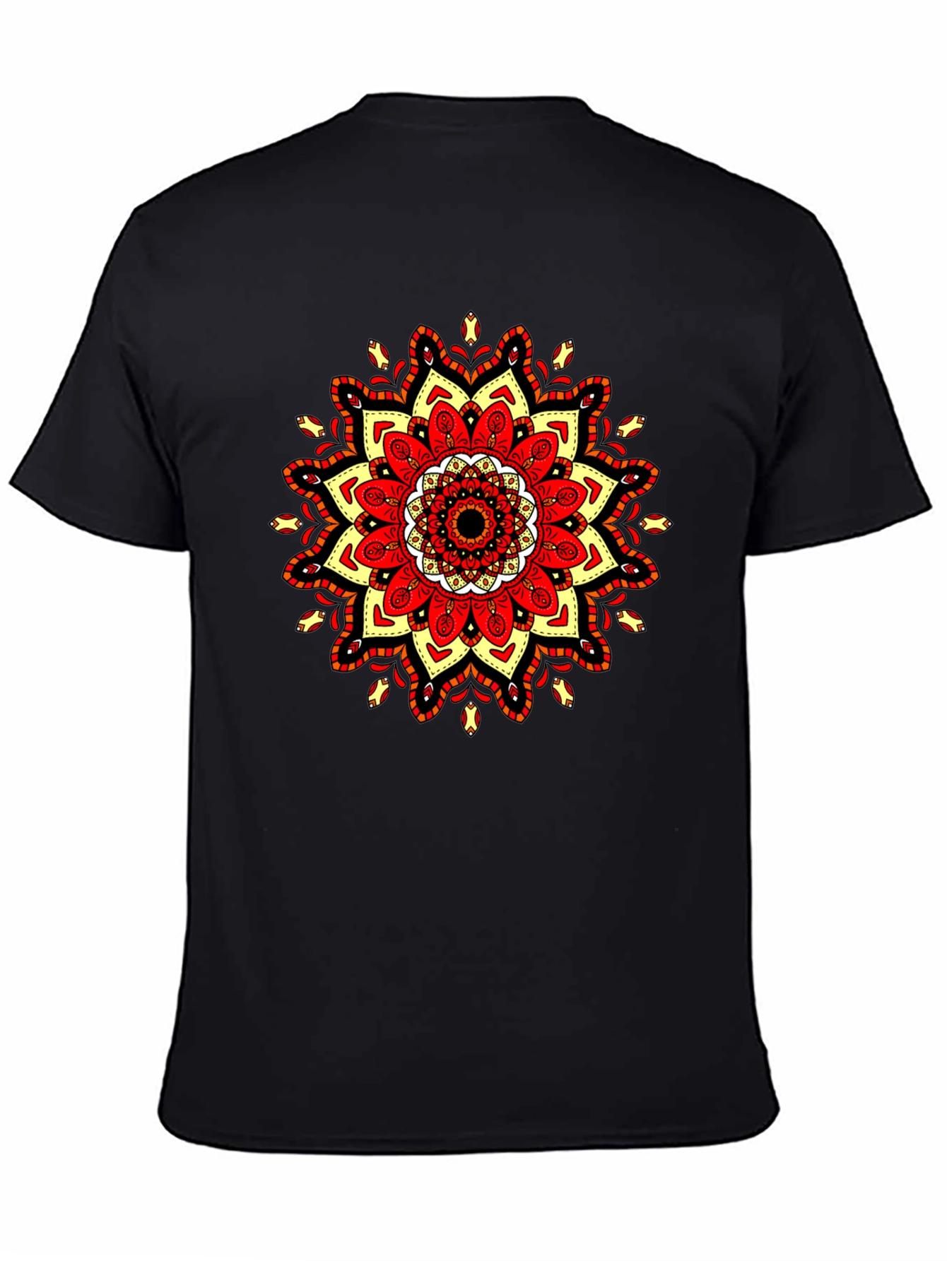 Black T-Shirt with Mandala Design