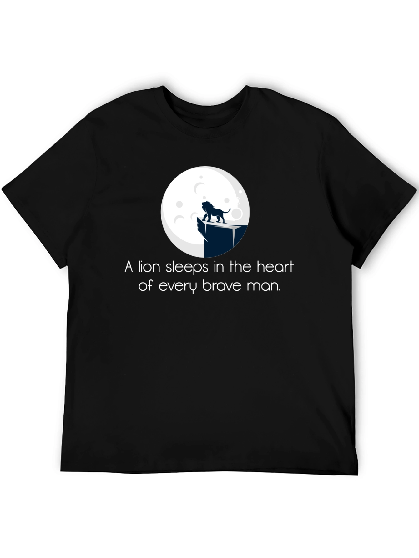 Lion Heart Mens Black Graphic T-Shirt