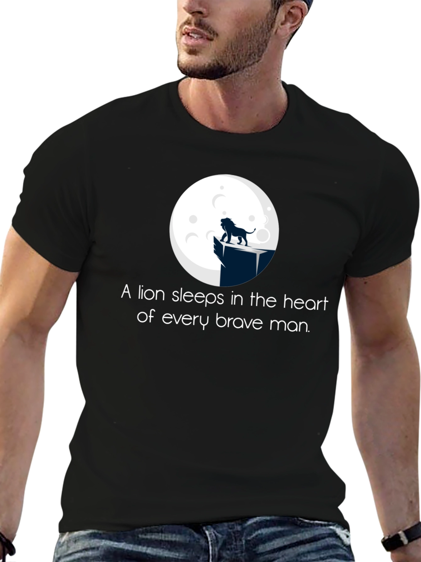 Lion Heart Mens Black Graphic T-Shirt