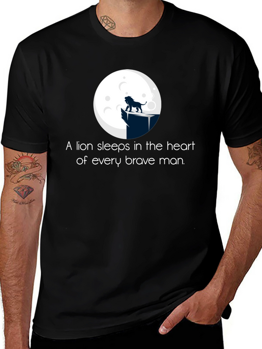 Lion Heart Mens Black Graphic T-Shirt