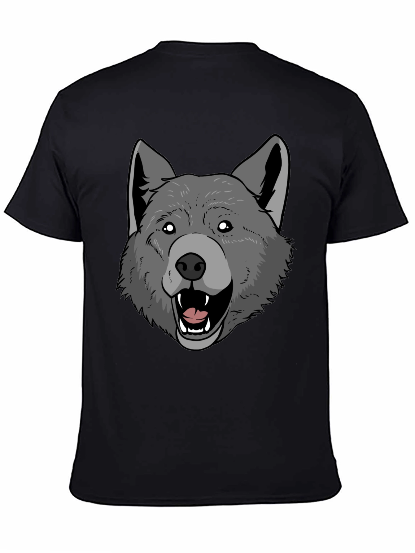 Wolf Graphic Print Mens Black T-Shirt