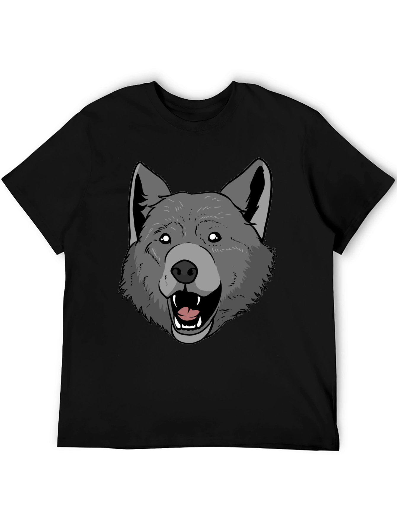 Wolf Graphic Print Mens Black T-Shirt