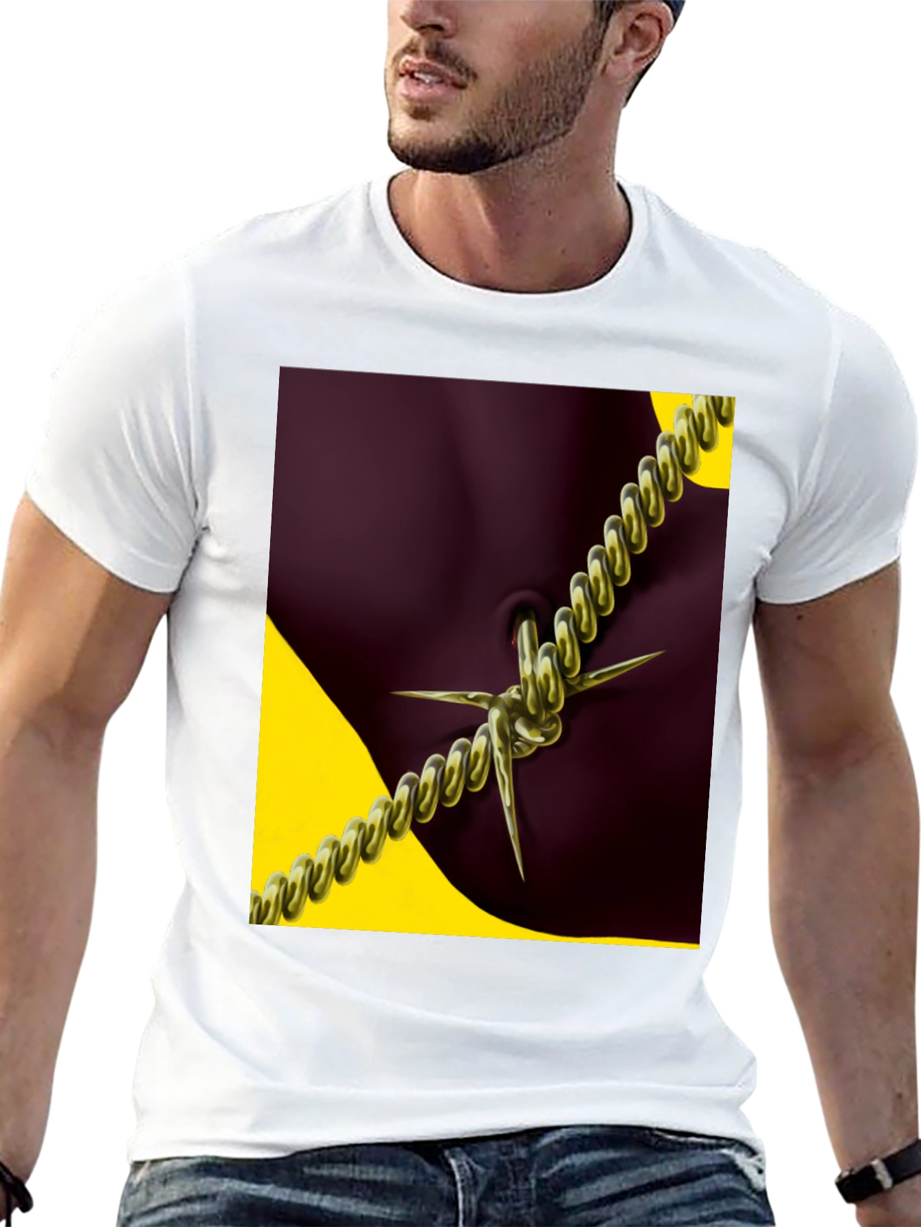 Edgy Chain Body Art Graphic Tee