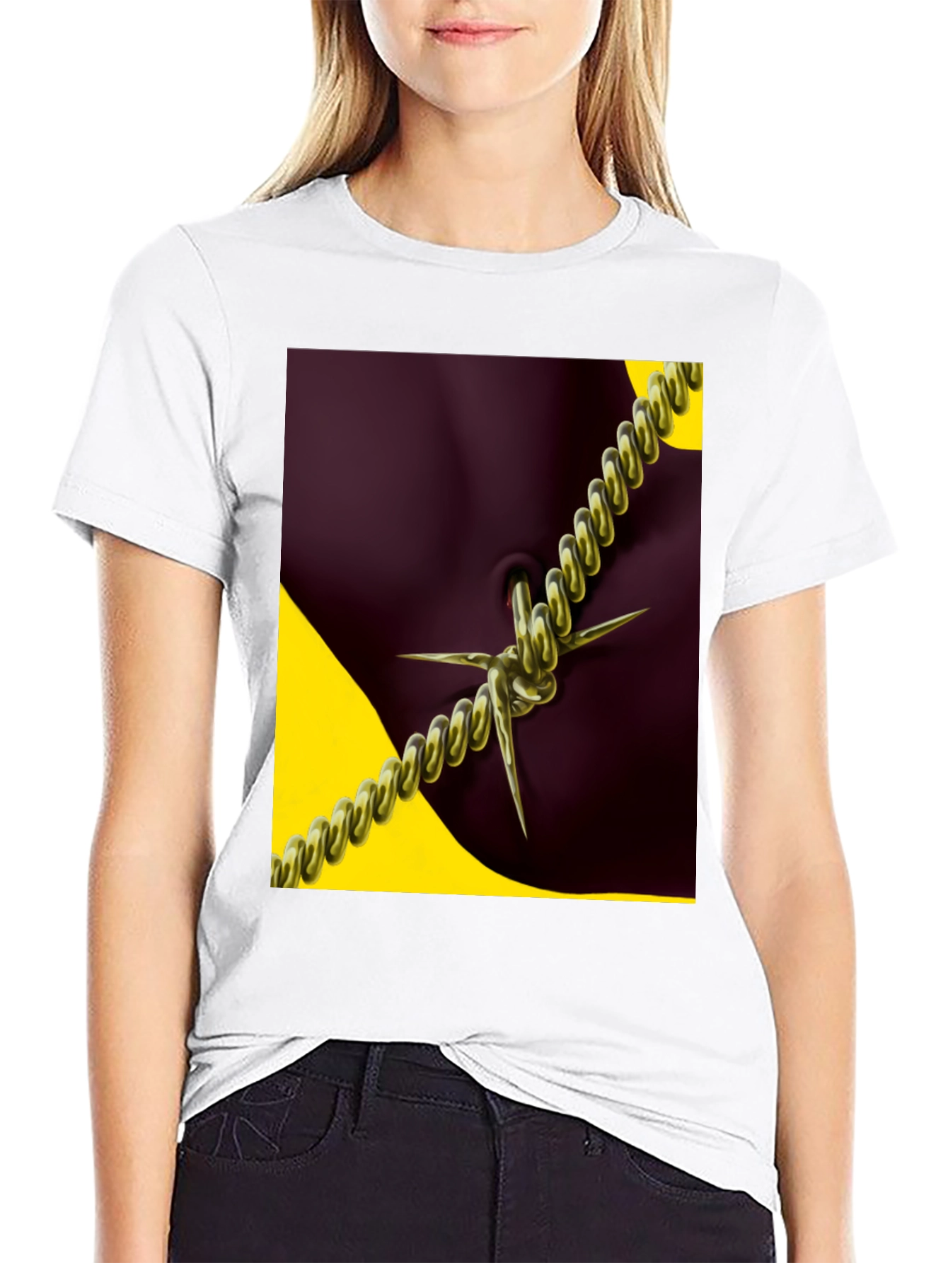 Edgy Chain Body Art Graphic Tee