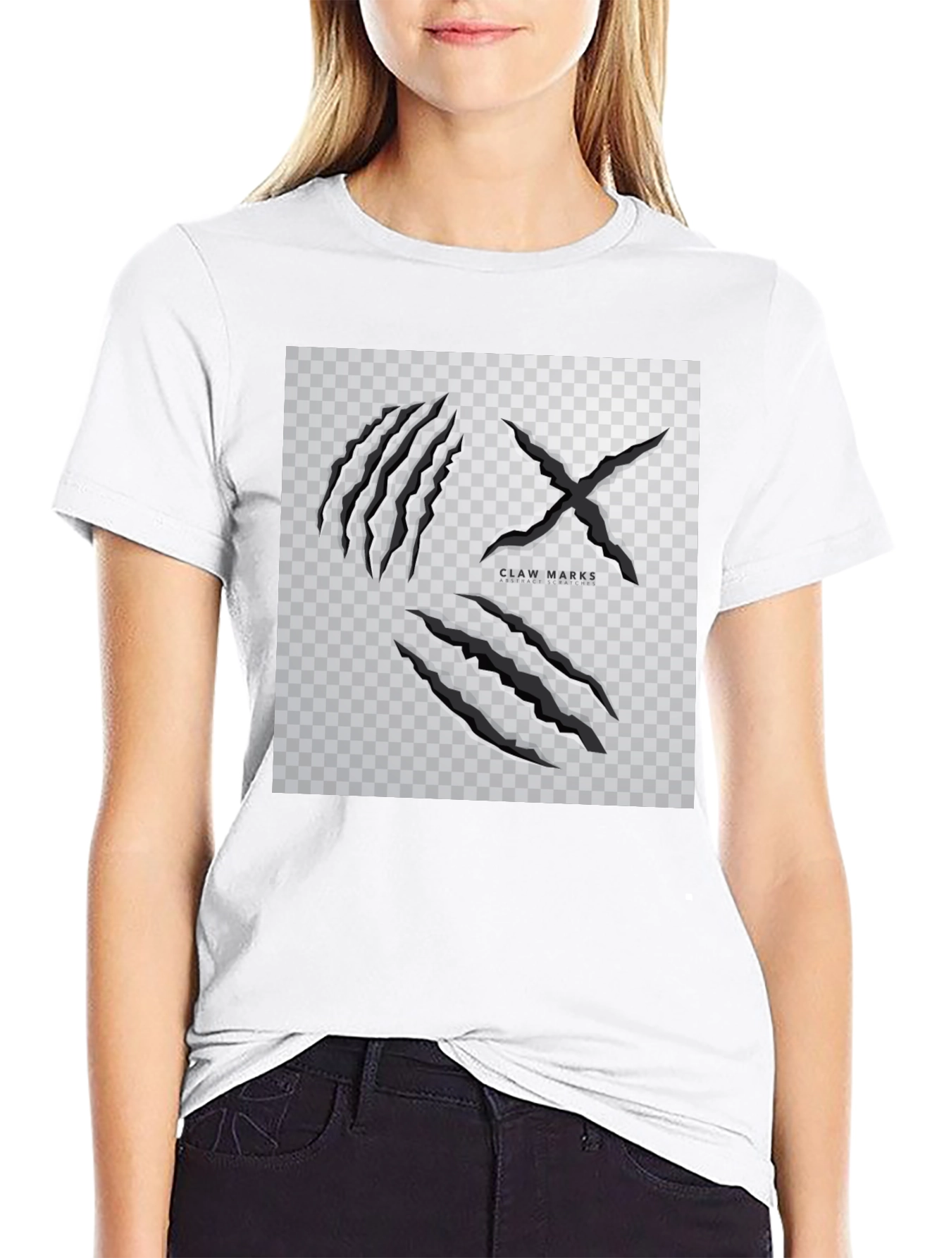 Claw Marks Graphic Print Black T-Shirt