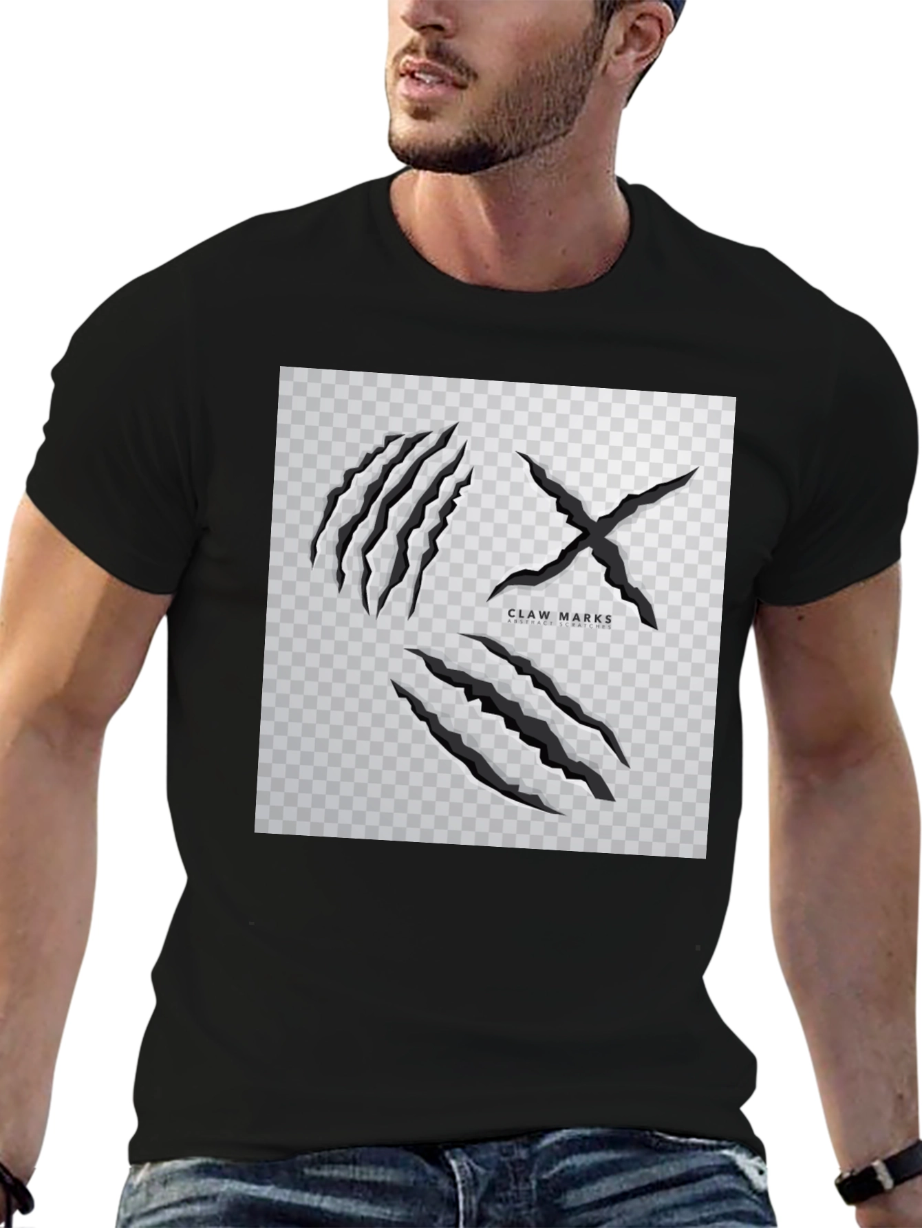 Claw Marks Graphic Print Black T-Shirt