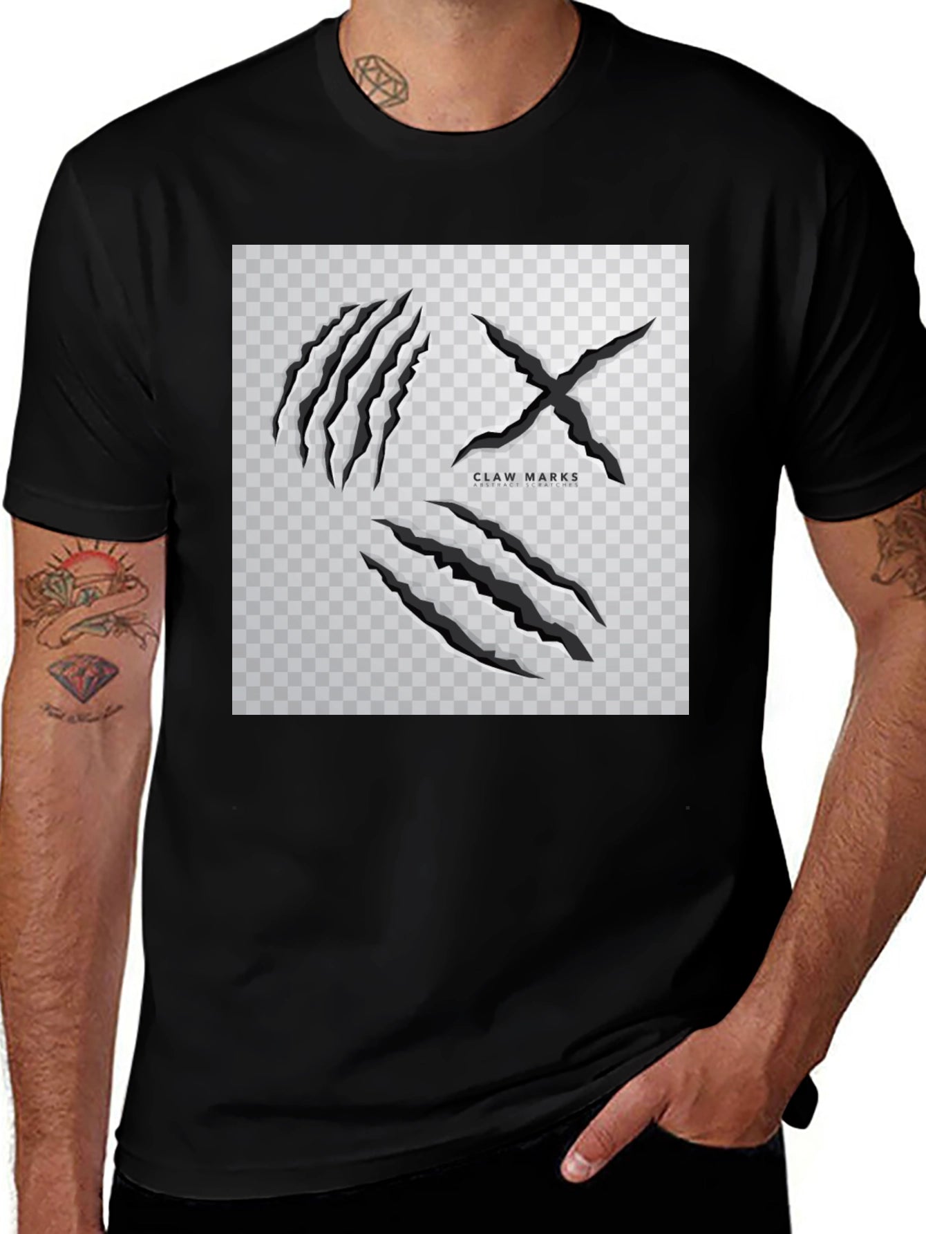 Claw Marks Graphic Print Black T-Shirt