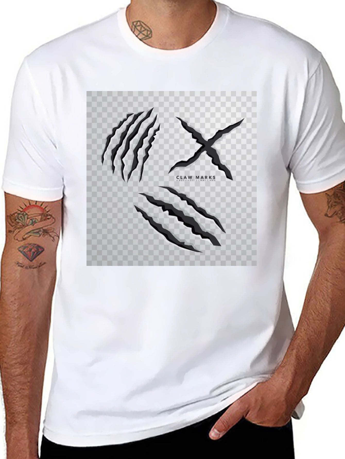 Claw Marks Graphic Print Black T-Shirt