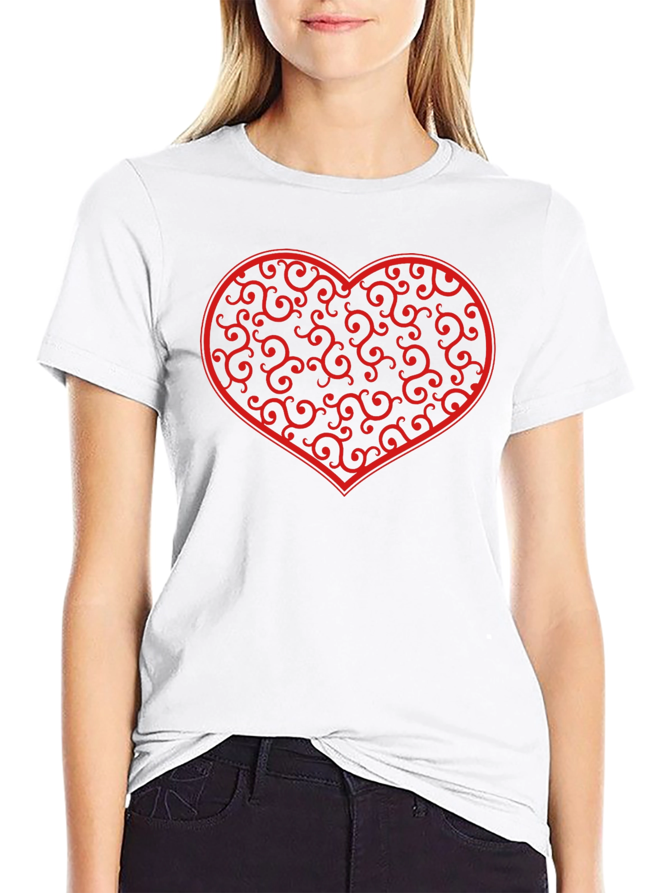 Swirl Heart Black Tee