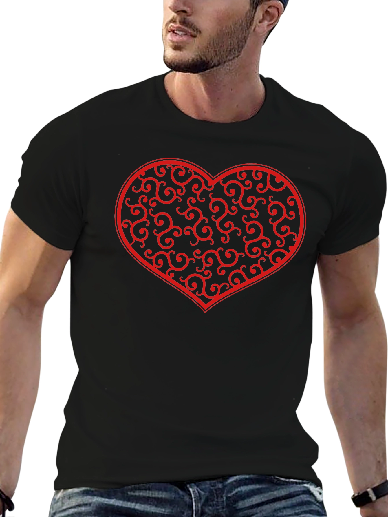 Swirl Heart Black Tee