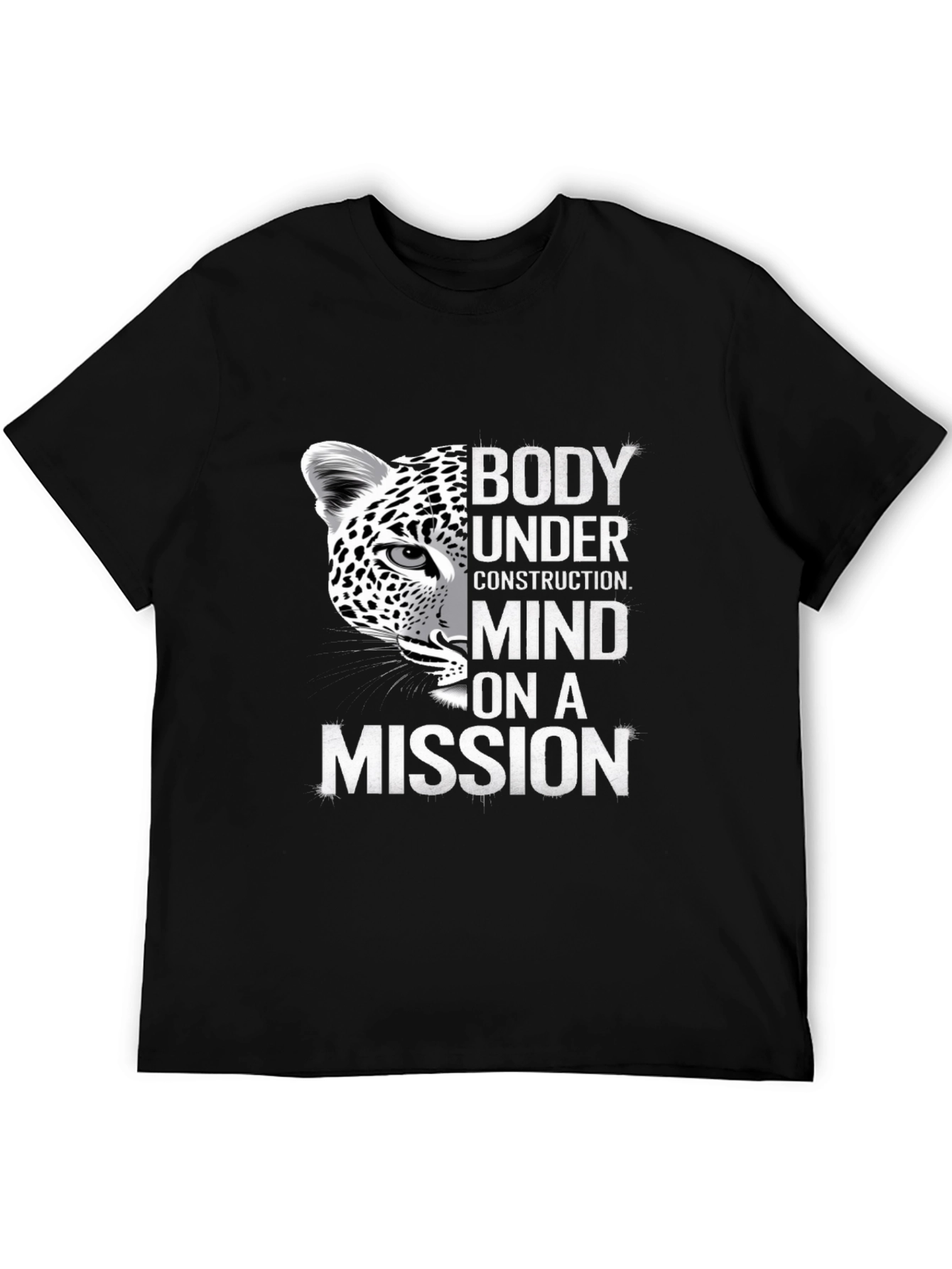 Body Under Construction Leopard Graphic T-Shirt