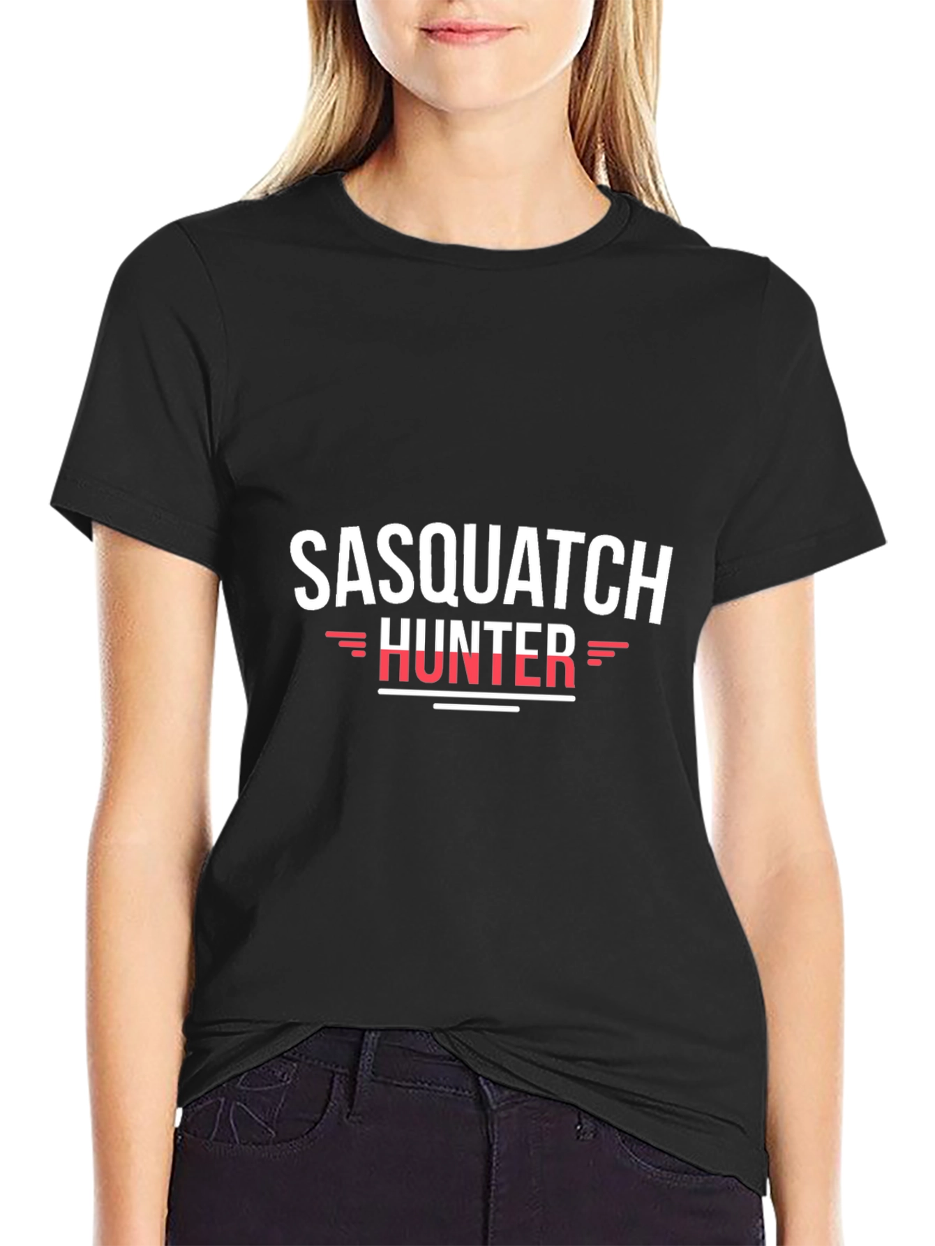Sasquatch Hunter Black T-Shirt - Novelty Graphic Tee
