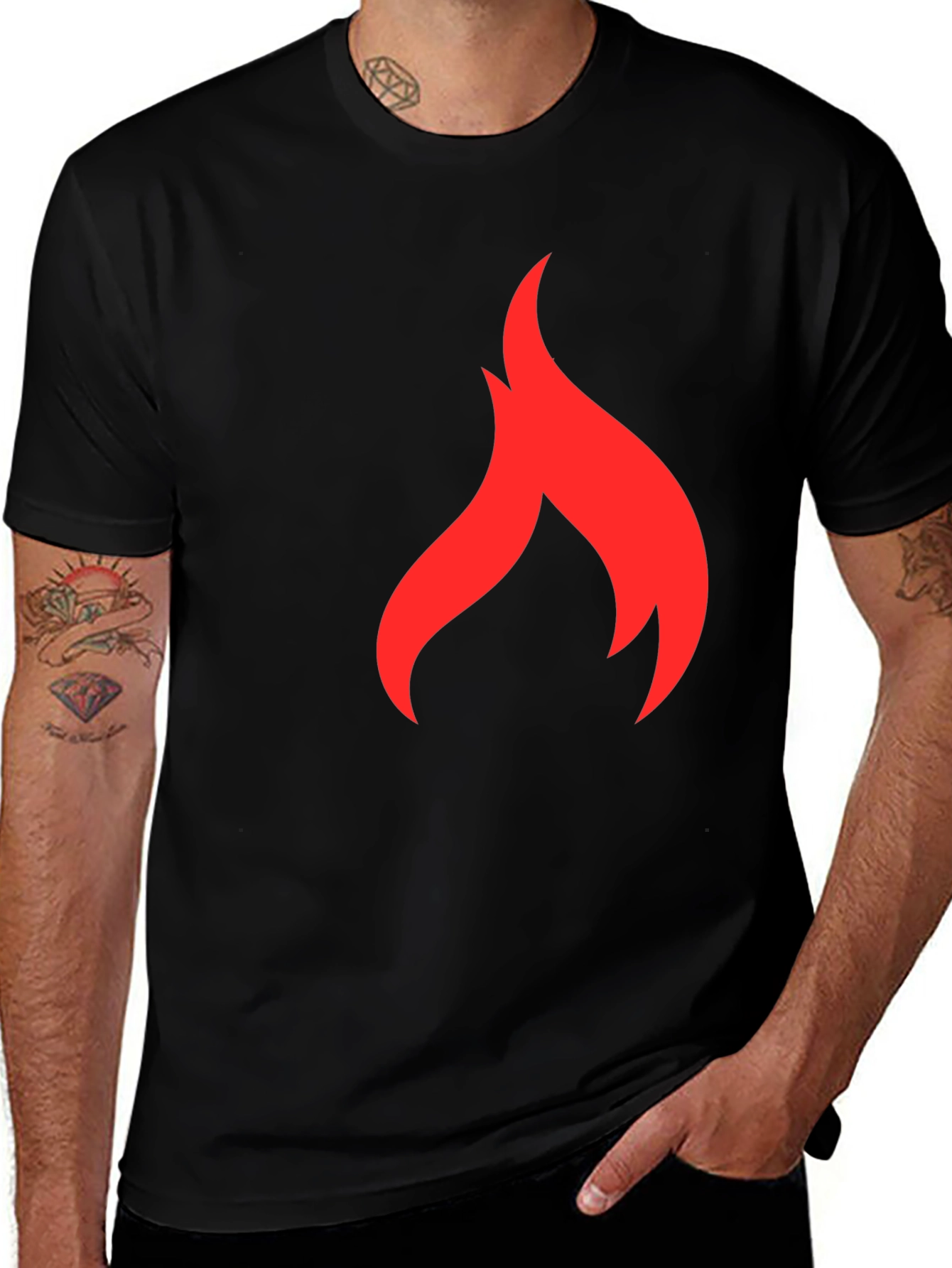Red Flame Graphic Black T-Shirt