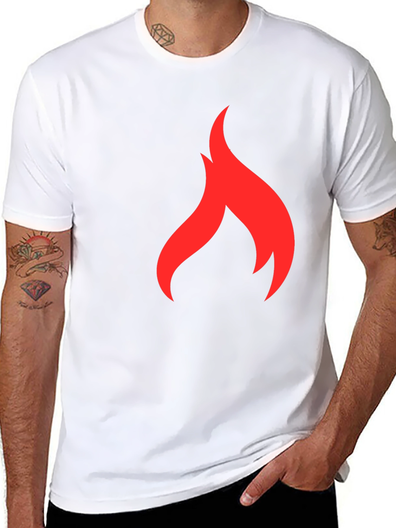 Red Flame Graphic Black T-Shirt