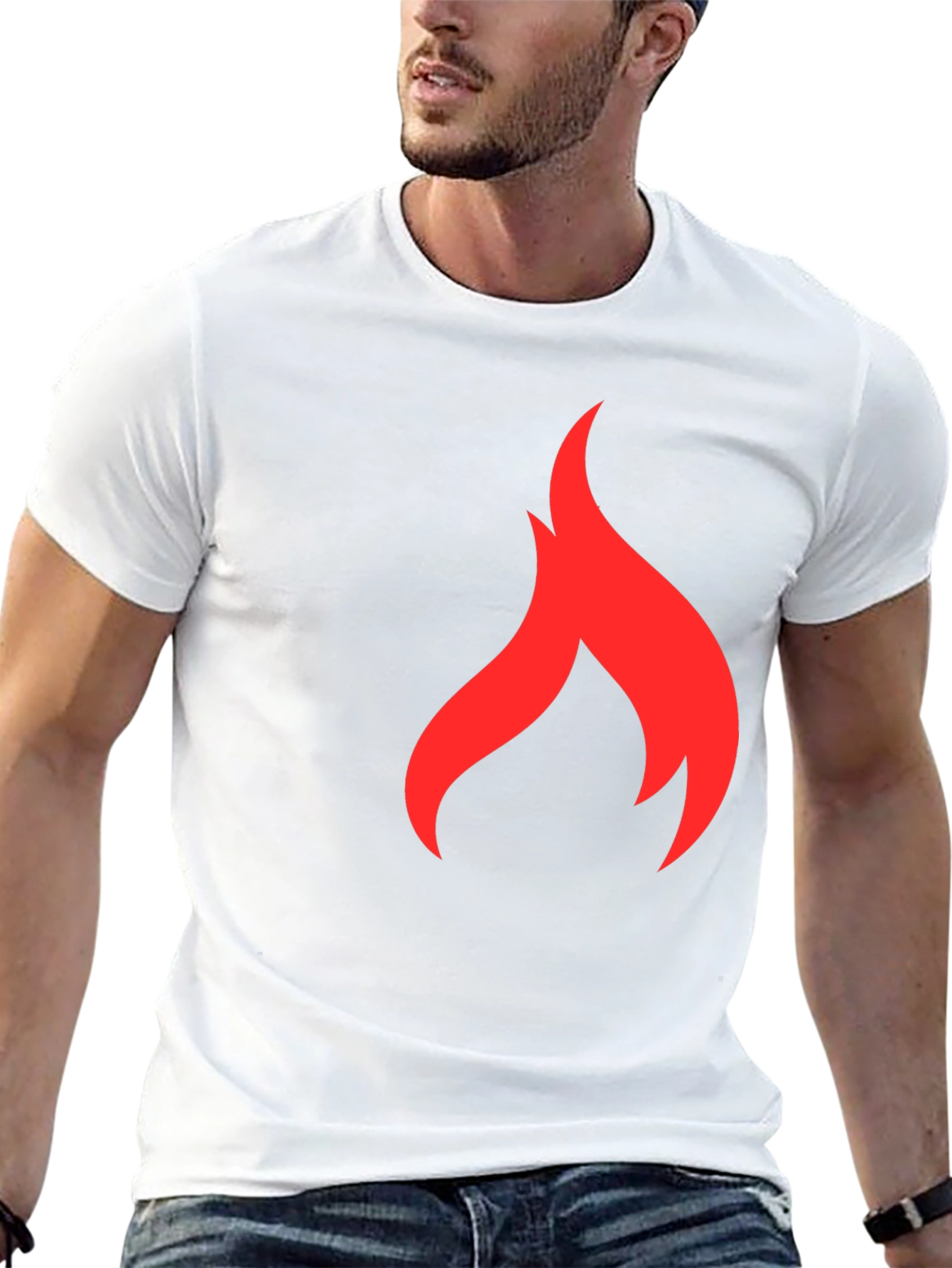 Red Flame Graphic Black T-Shirt