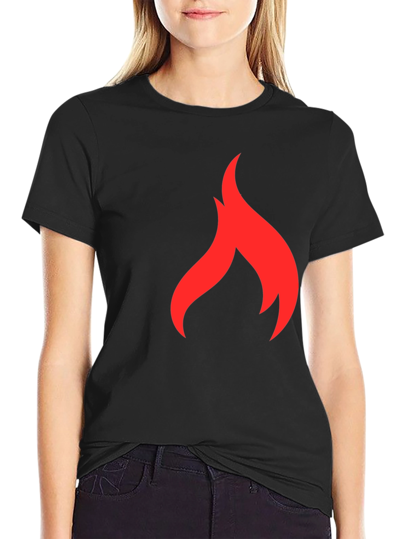 Red Flame Graphic Black T-Shirt