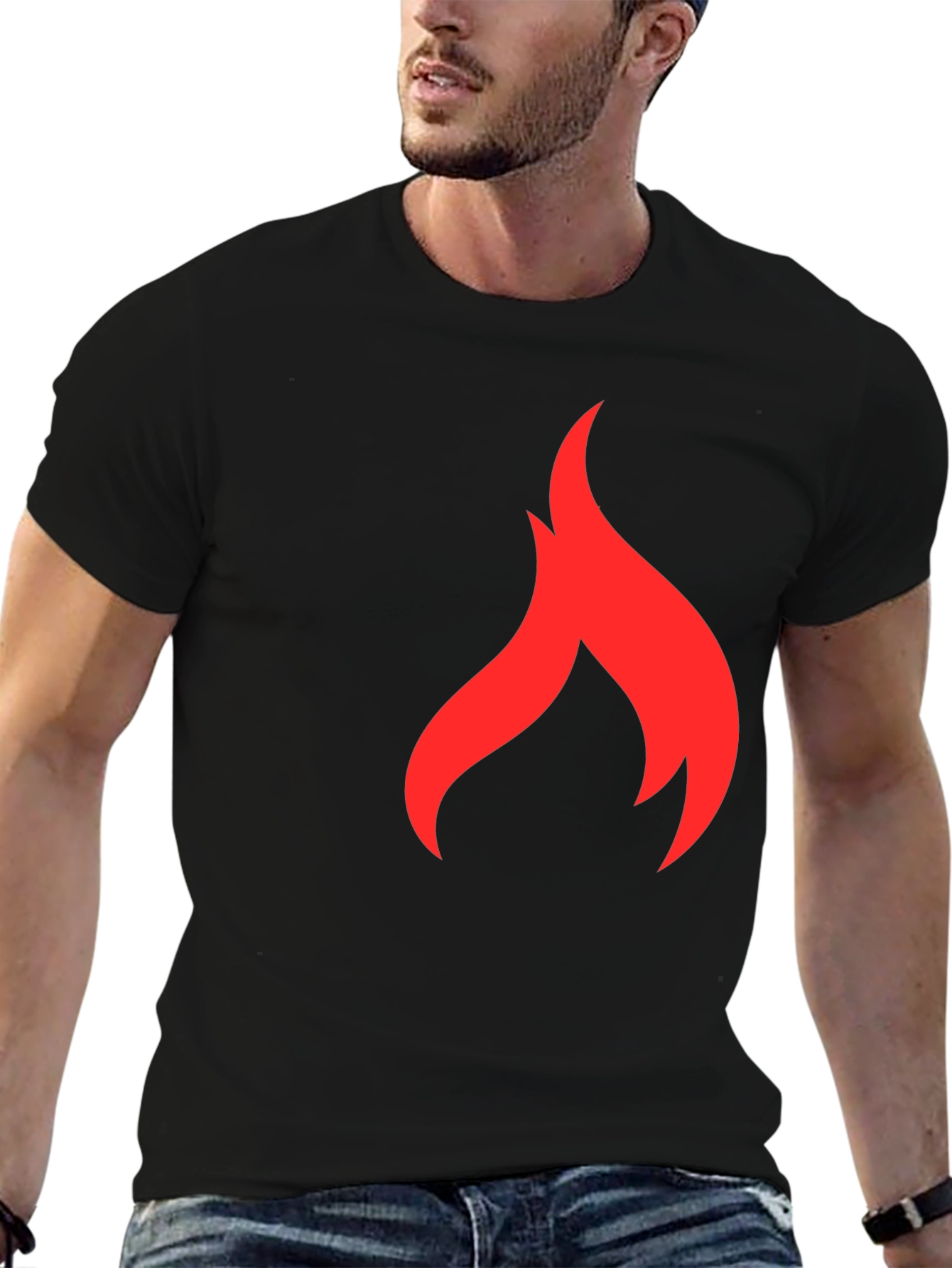 Red Flame Graphic Black T-Shirt