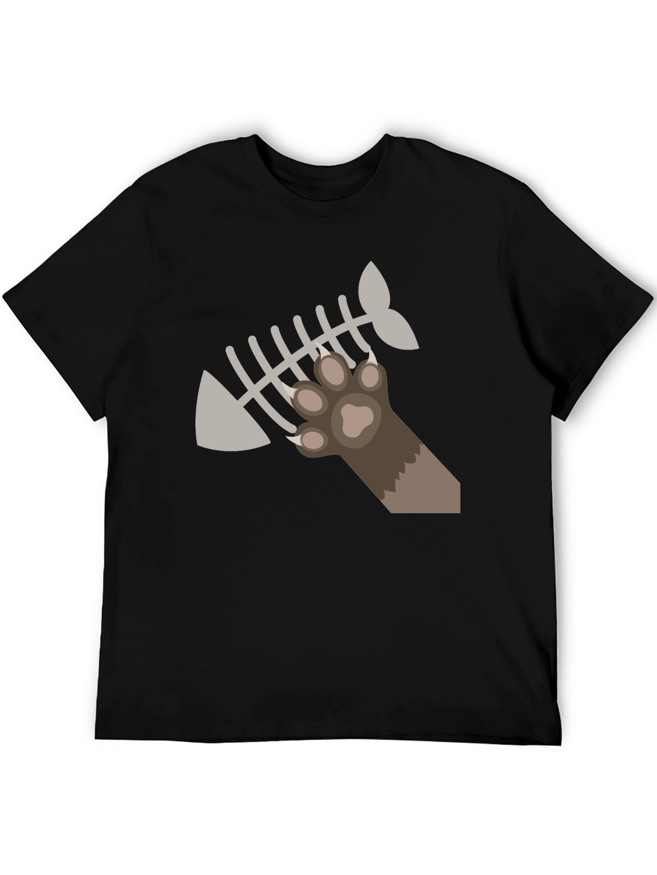 Cat Paw Fishbone Graphic Tee - Black T-Shirt