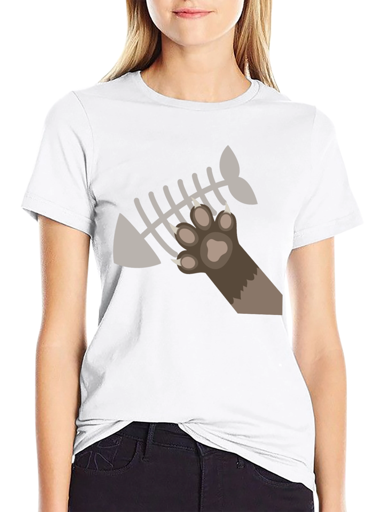Cat Paw Fishbone Graphic Tee - Black T-Shirt