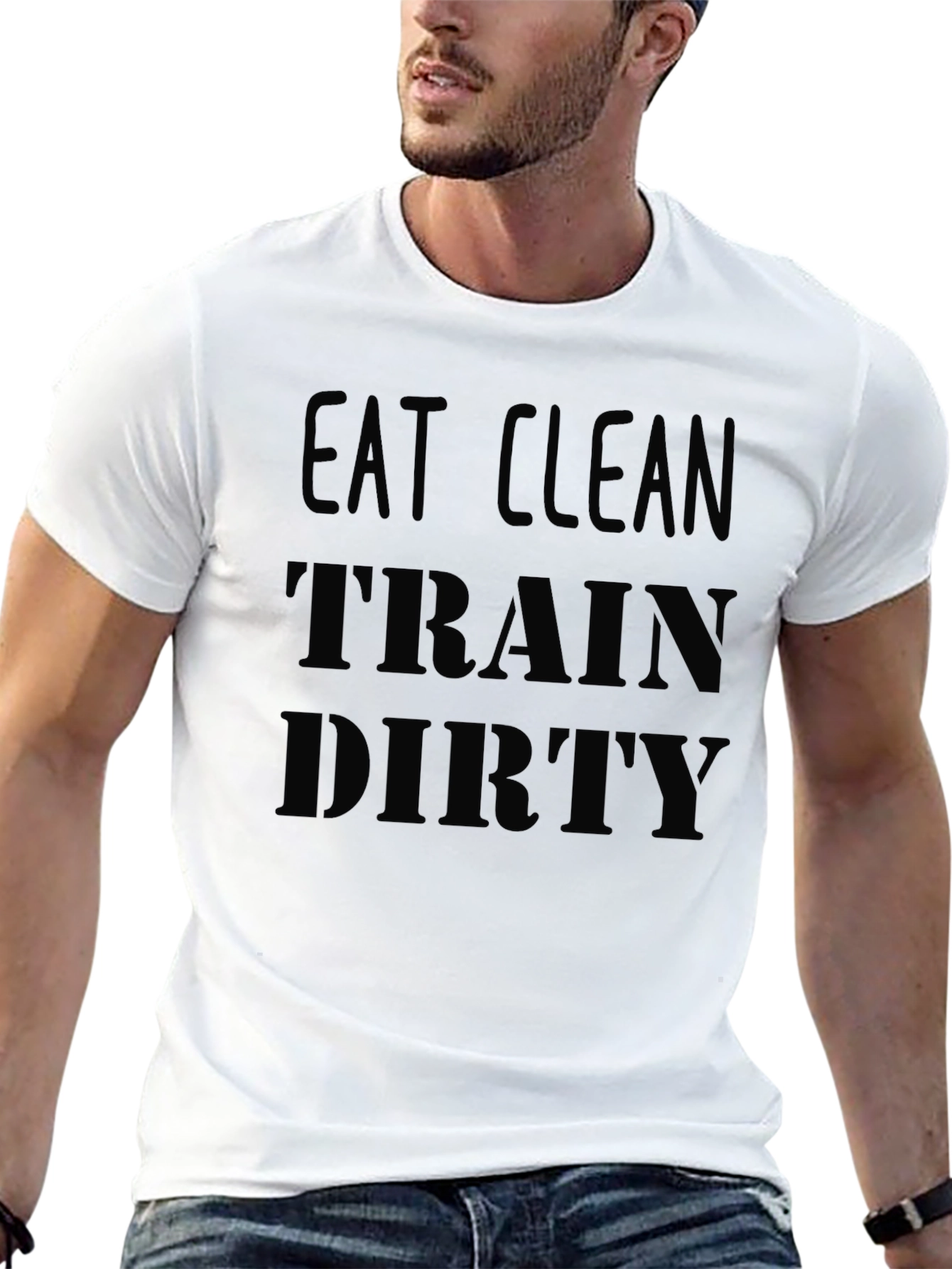 Eat Clean Train Dirty Graphic T-Shirt - Black