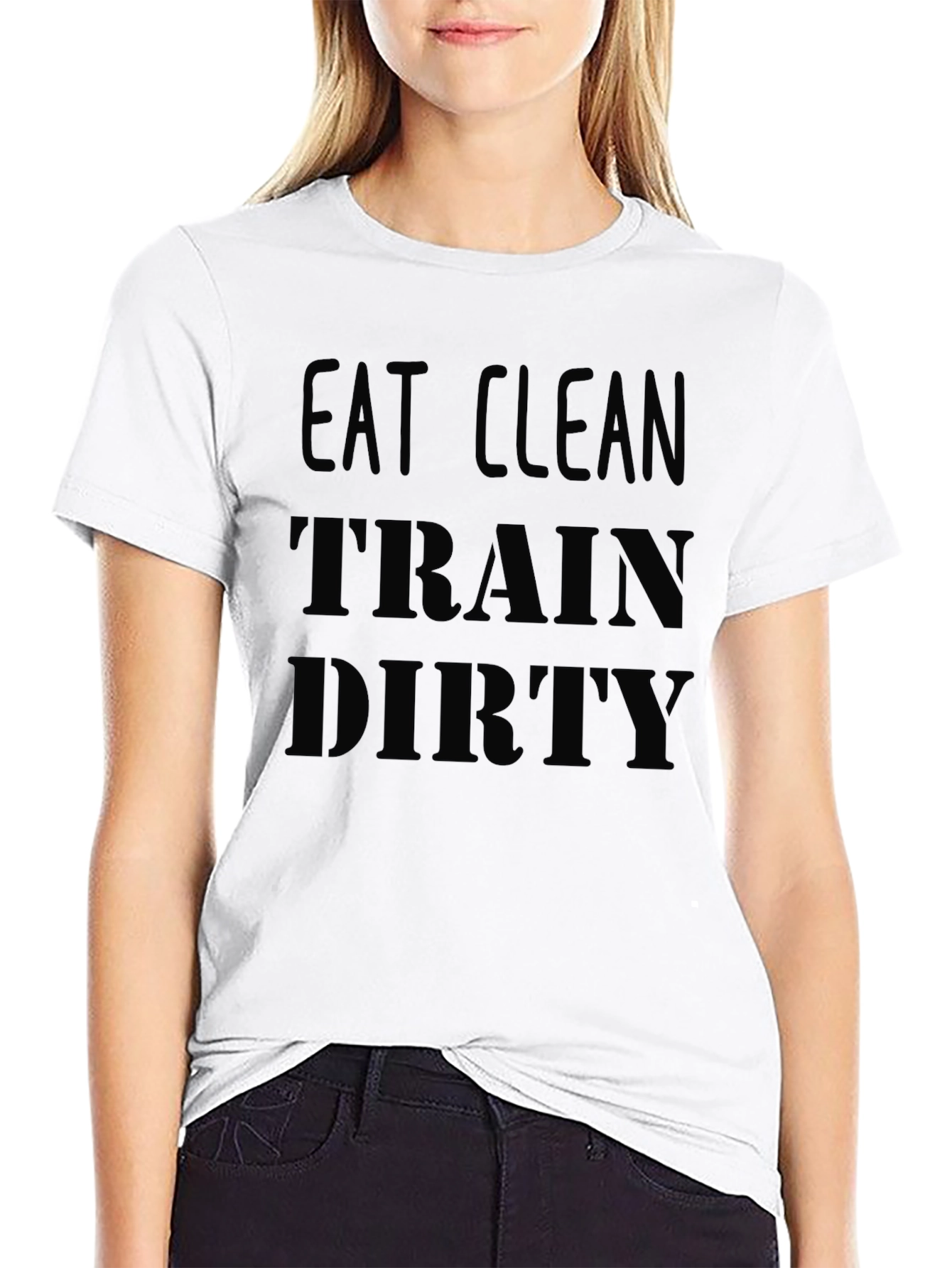 Eat Clean Train Dirty Graphic T-Shirt - Black