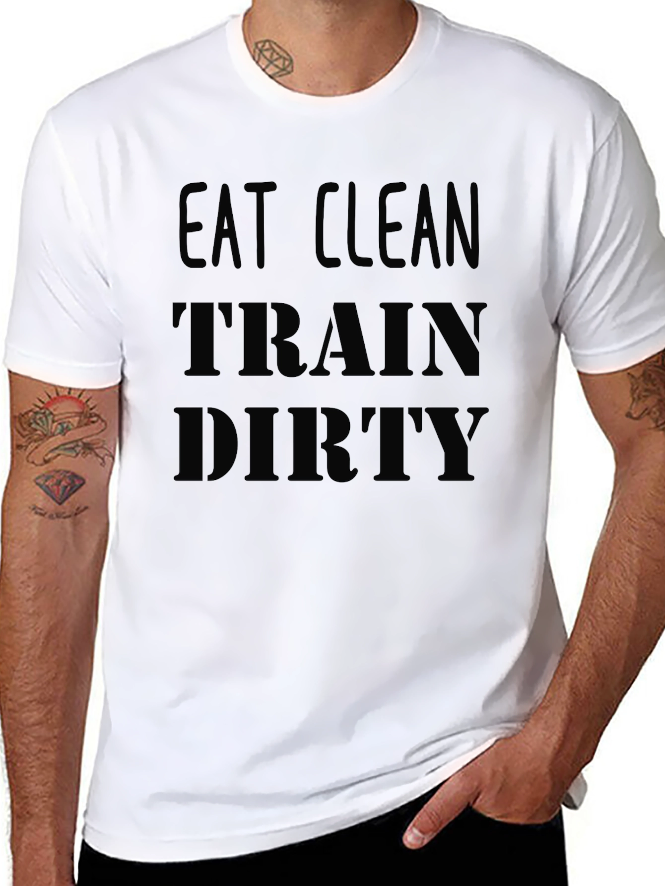 Eat Clean Train Dirty Graphic T-Shirt - Black