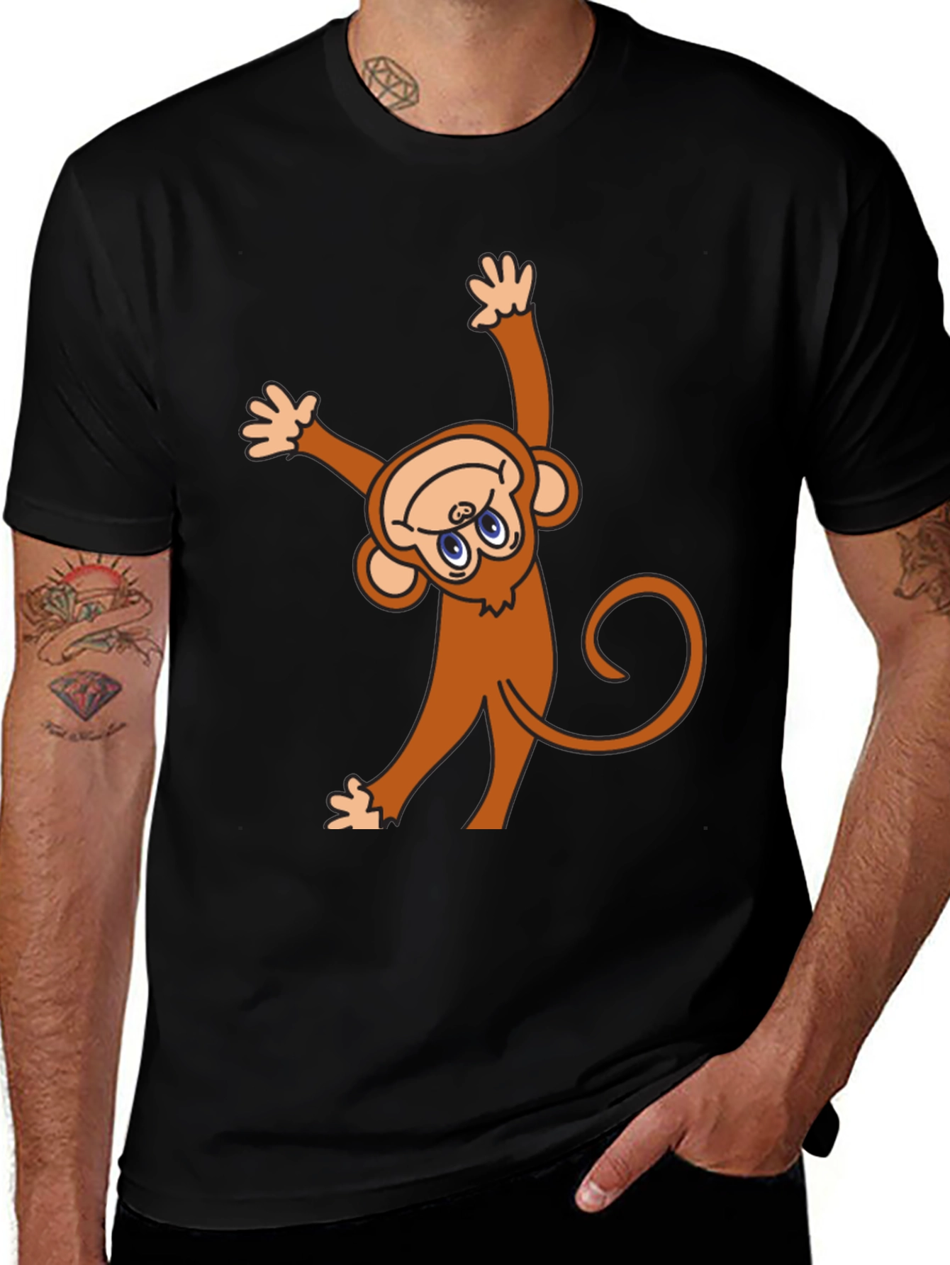 Monkey Graphic Black T-Shirt - Fun & Unique!