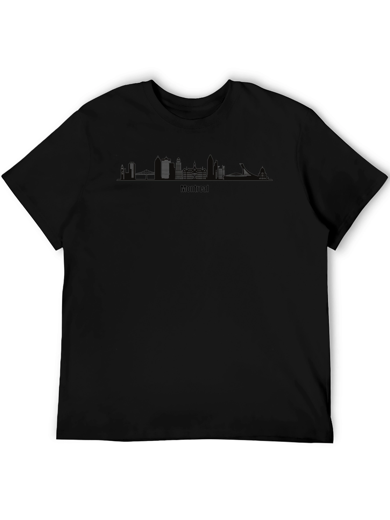 Montreal Skyline Graphic Tee - Black Cotton T-Shirt