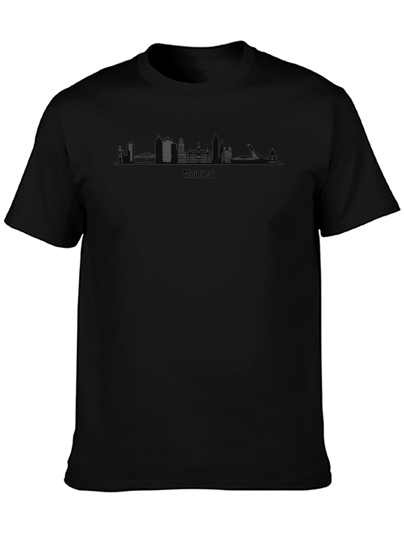 Montreal Skyline Graphic Tee - Black Cotton T-Shirt