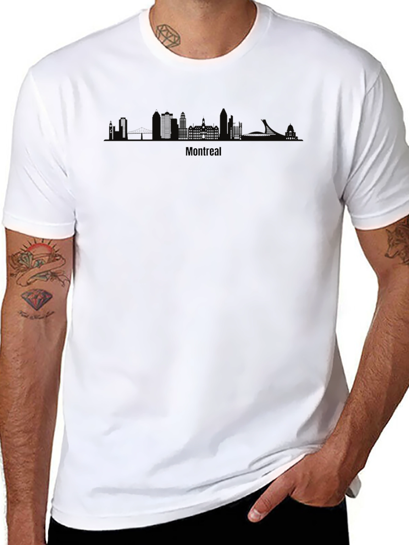Montreal Skyline Graphic Tee - Black Cotton T-Shirt
