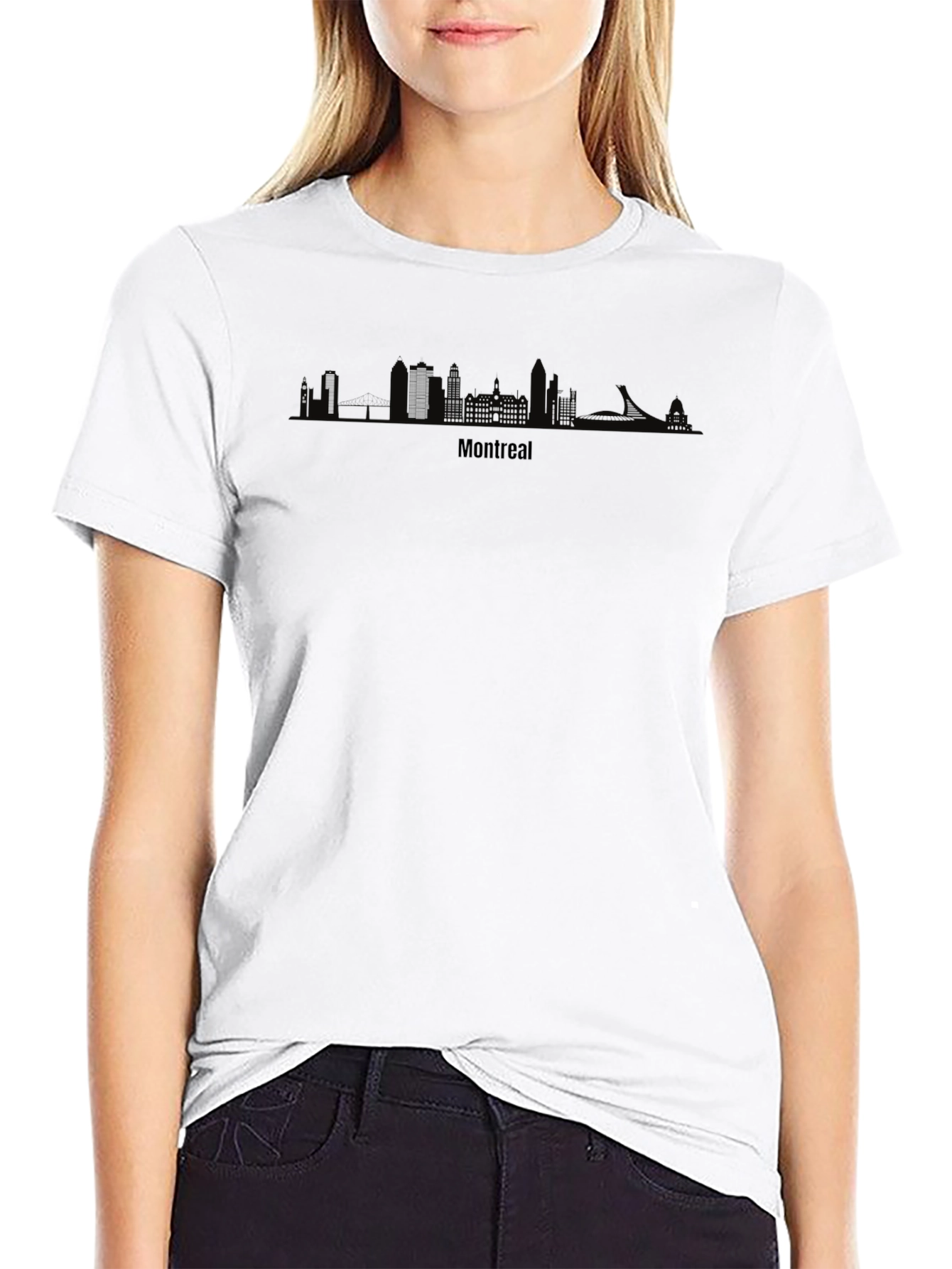 Montreal Skyline Graphic Tee - Black Cotton T-Shirt