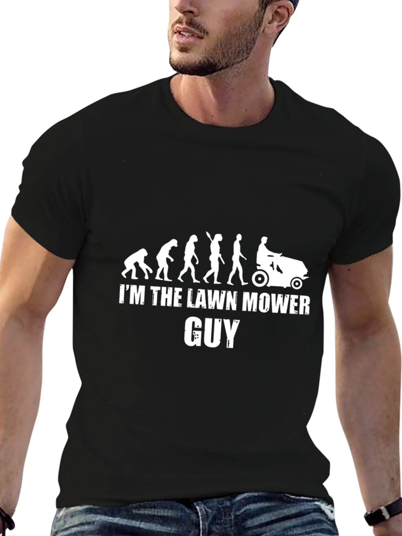 Lawn Mower Guy Evolution T-Shirt - Black