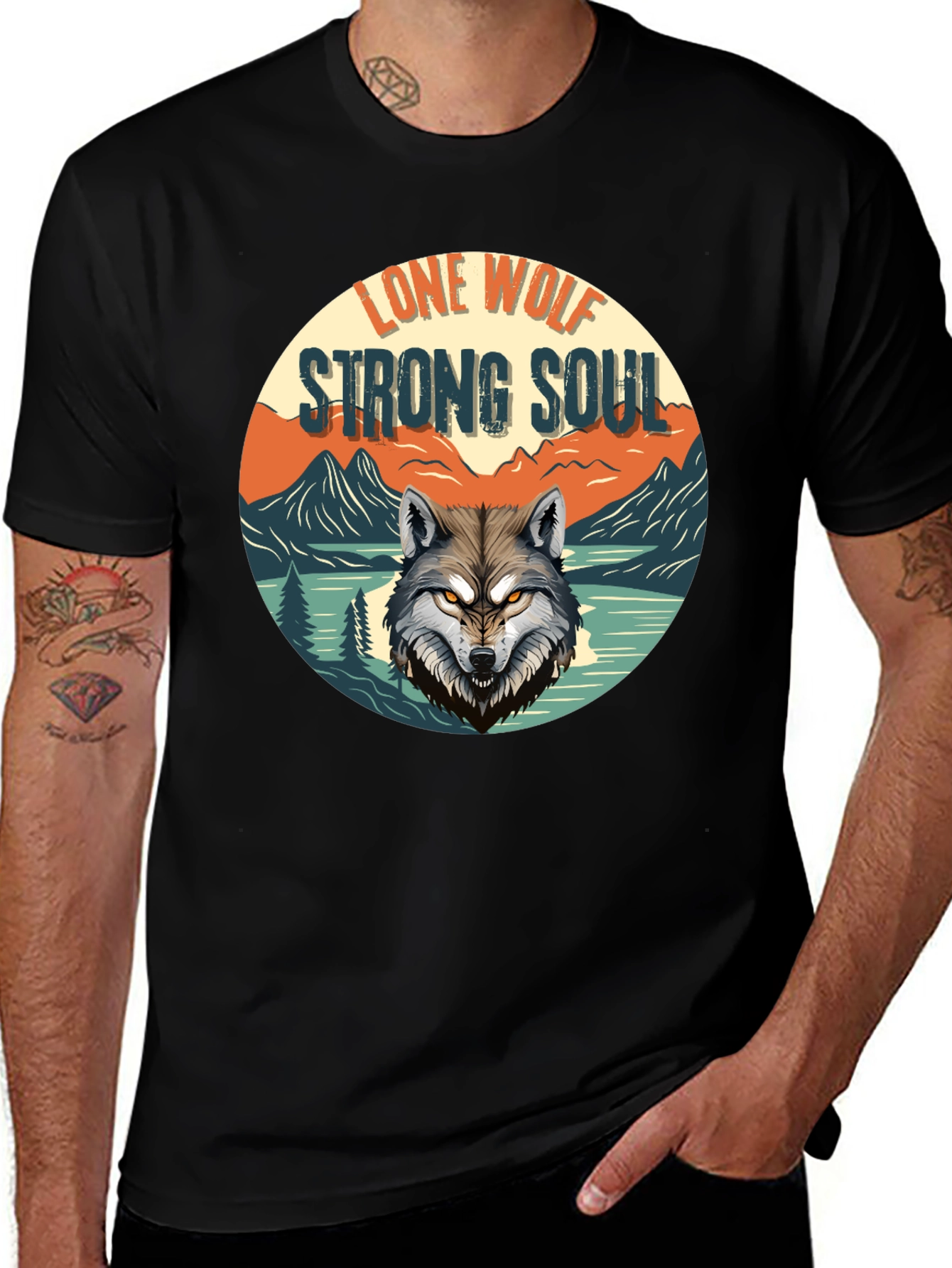 Lone Wolf Strong Soul Graphic Tee - Black
