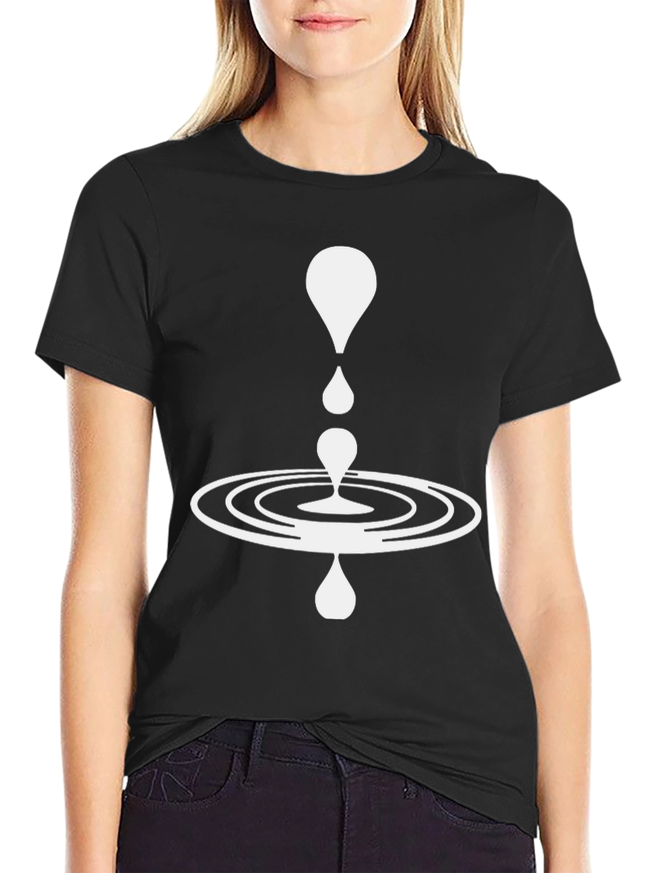 Minimalist Ripple Effect Black T-Shirt