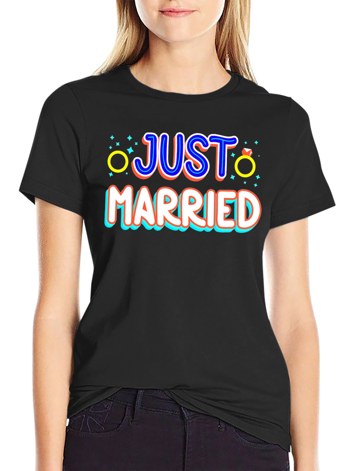 Just Married Graphic Tee - Newlywed Celebration T-Shirt