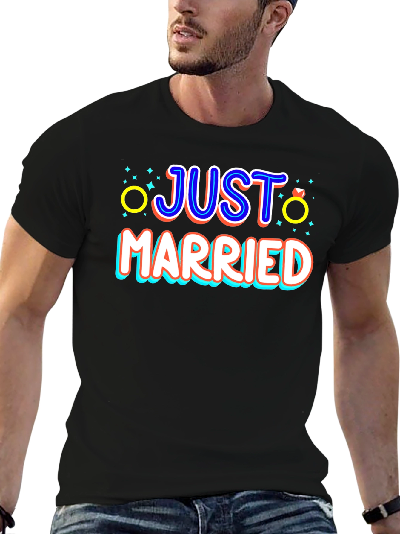 Just Married Graphic Tee - Newlywed Celebration T-Shirt