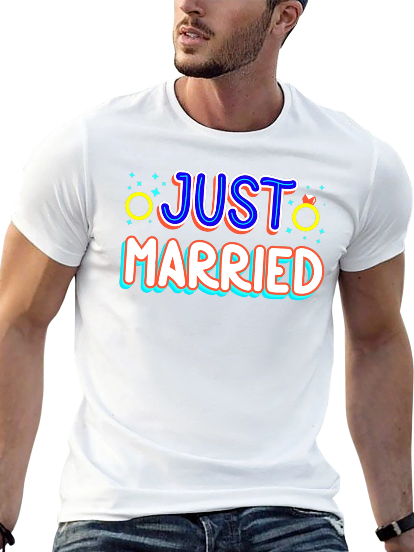 Just Married Graphic Tee - Newlywed Celebration T-Shirt