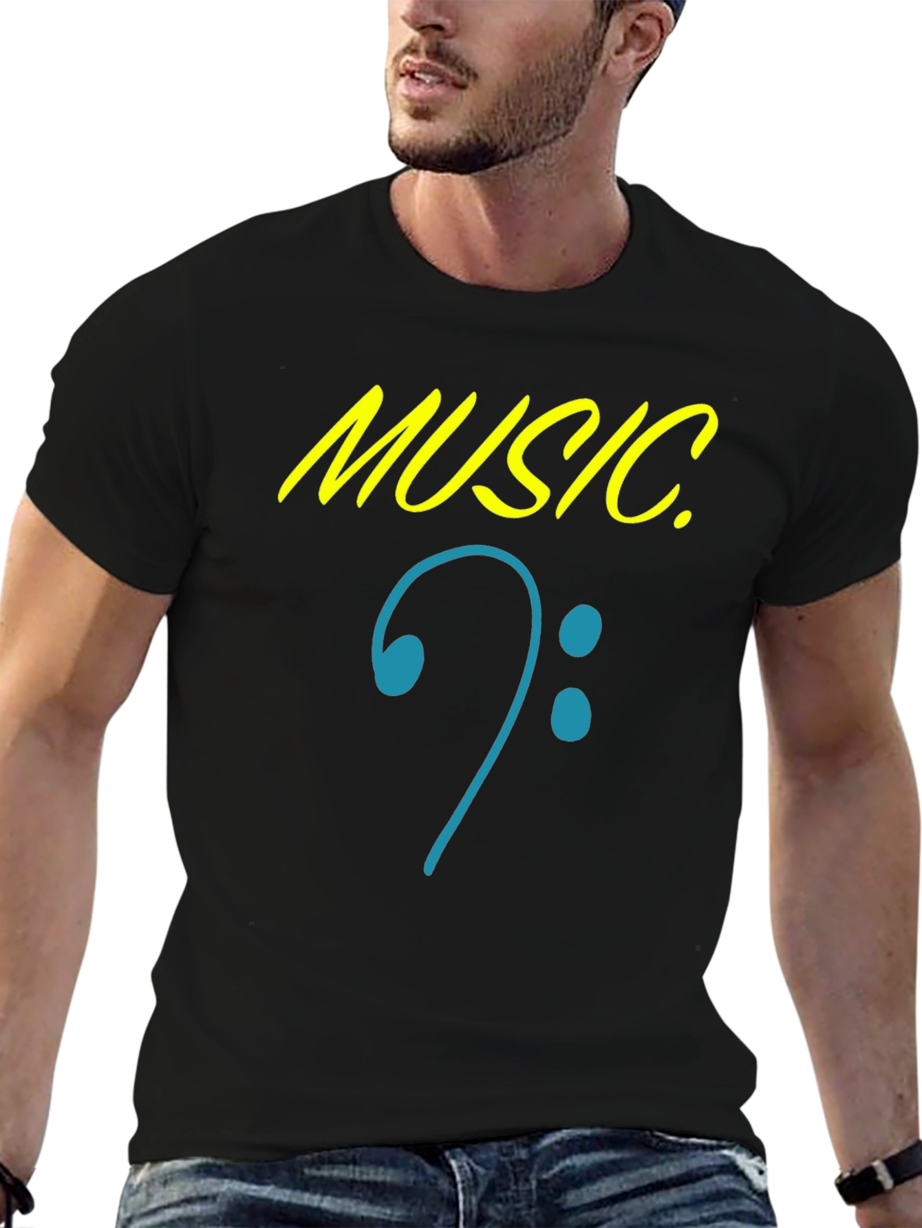 Music Clef Graphic Black T-Shirt