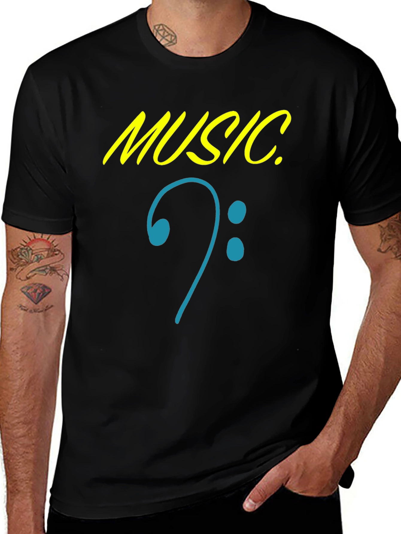 Music Clef Graphic Black T-Shirt
