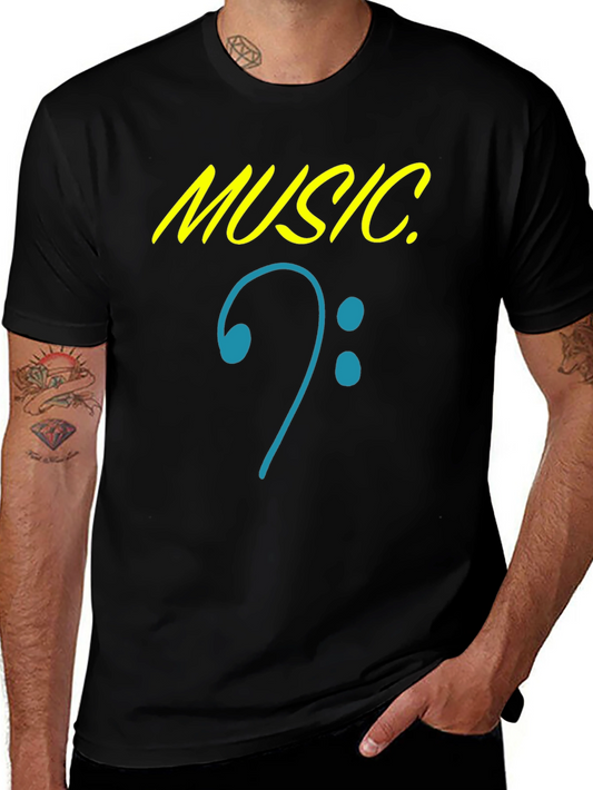 Music Clef Graphic Black T-Shirt
