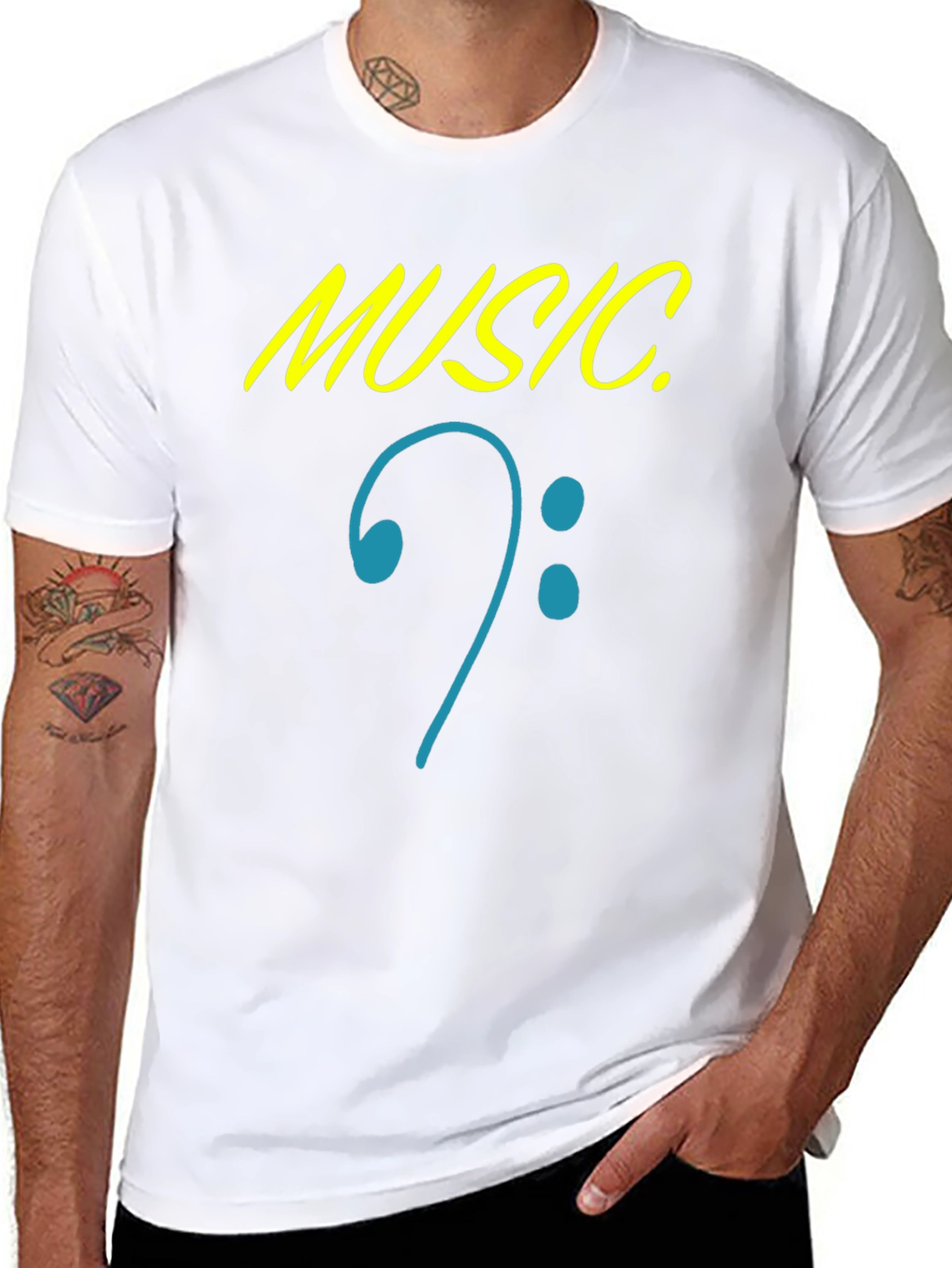 Music Clef Graphic Black T-Shirt