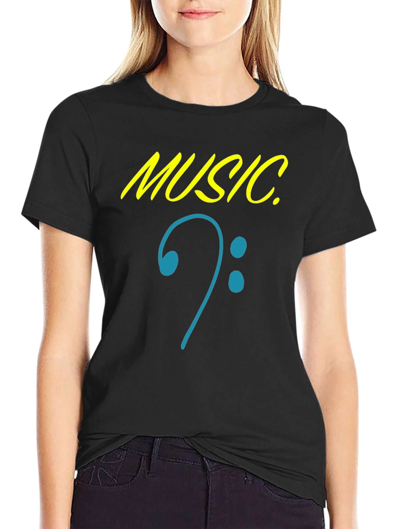Music Clef Graphic Black T-Shirt