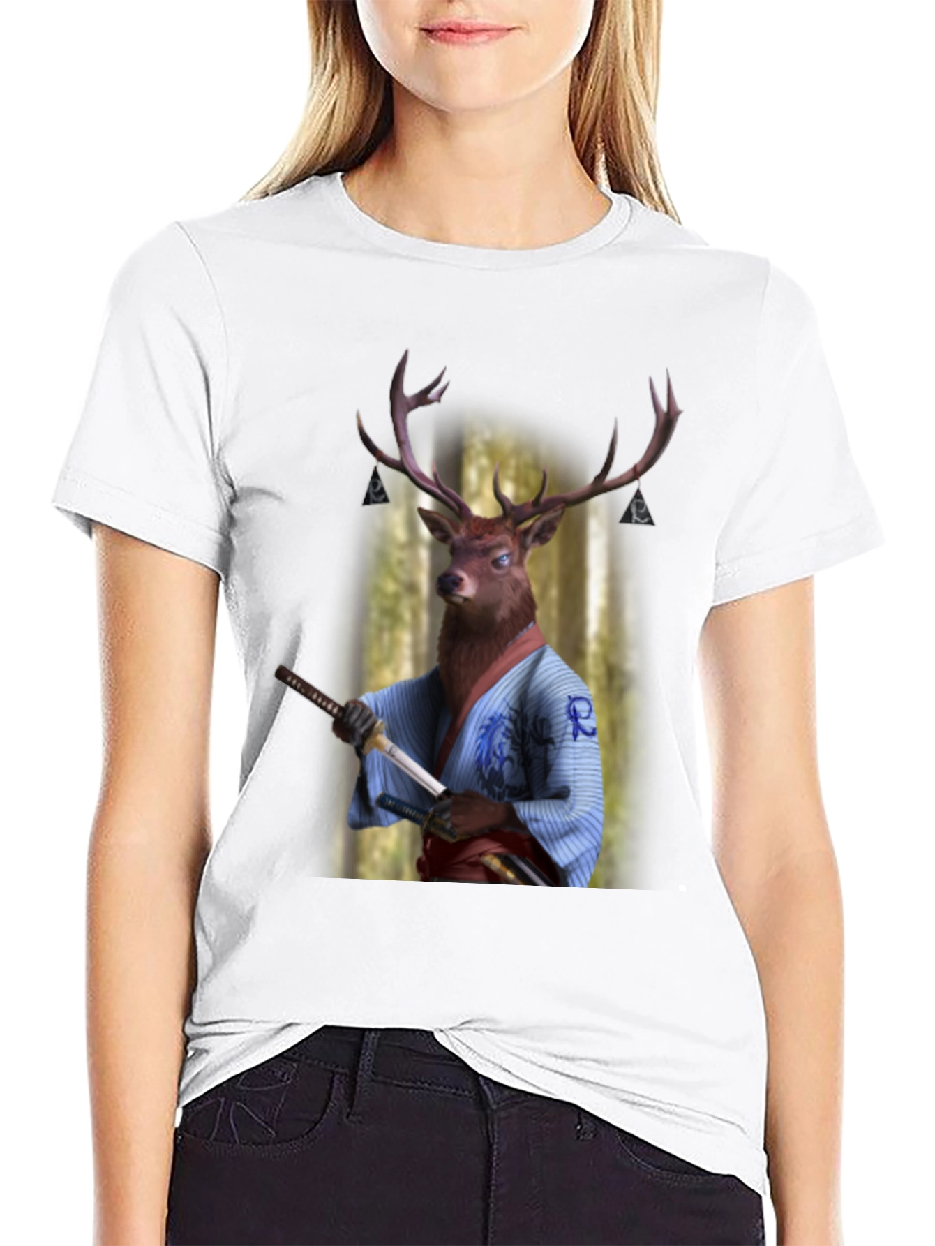 Samurai Deer Graphic T-Shirt