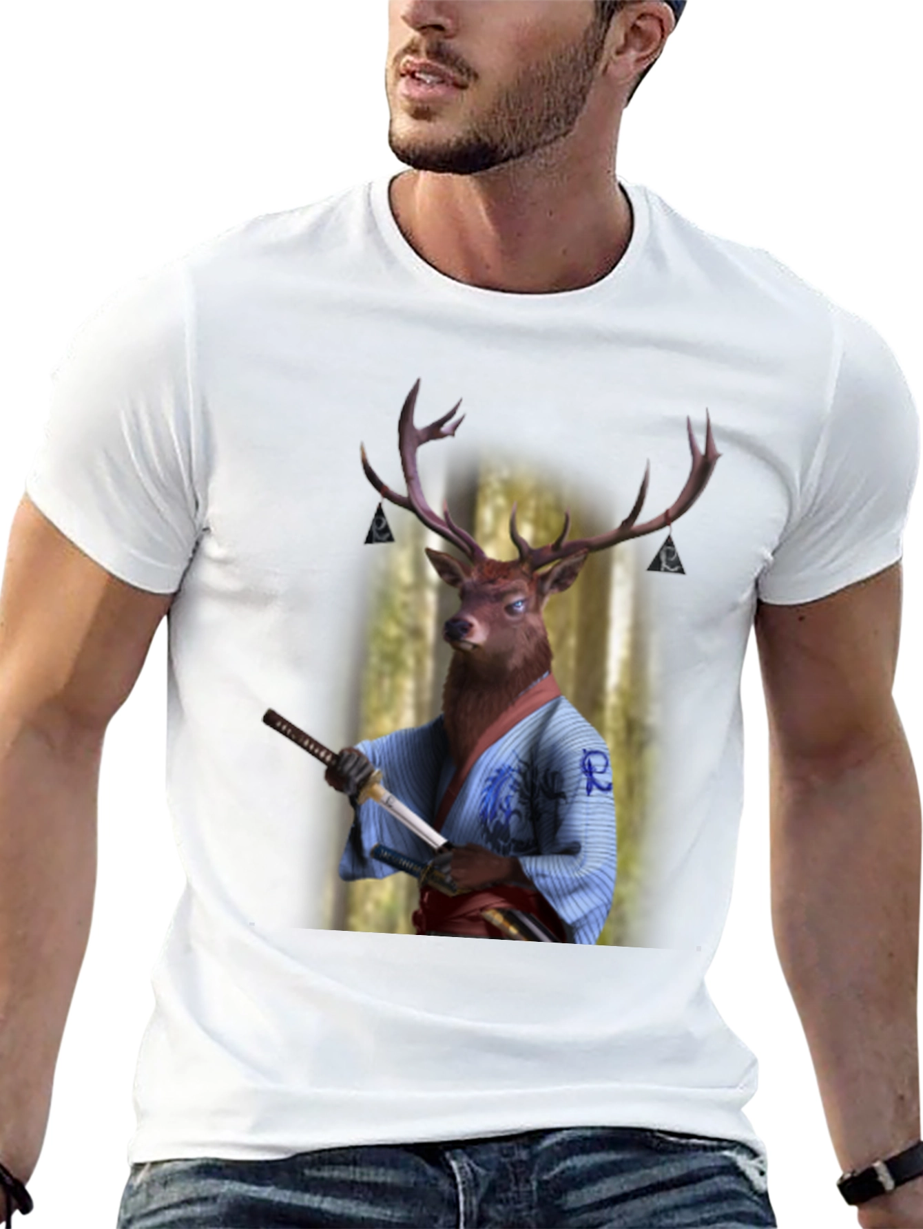 Samurai Deer Graphic T-Shirt