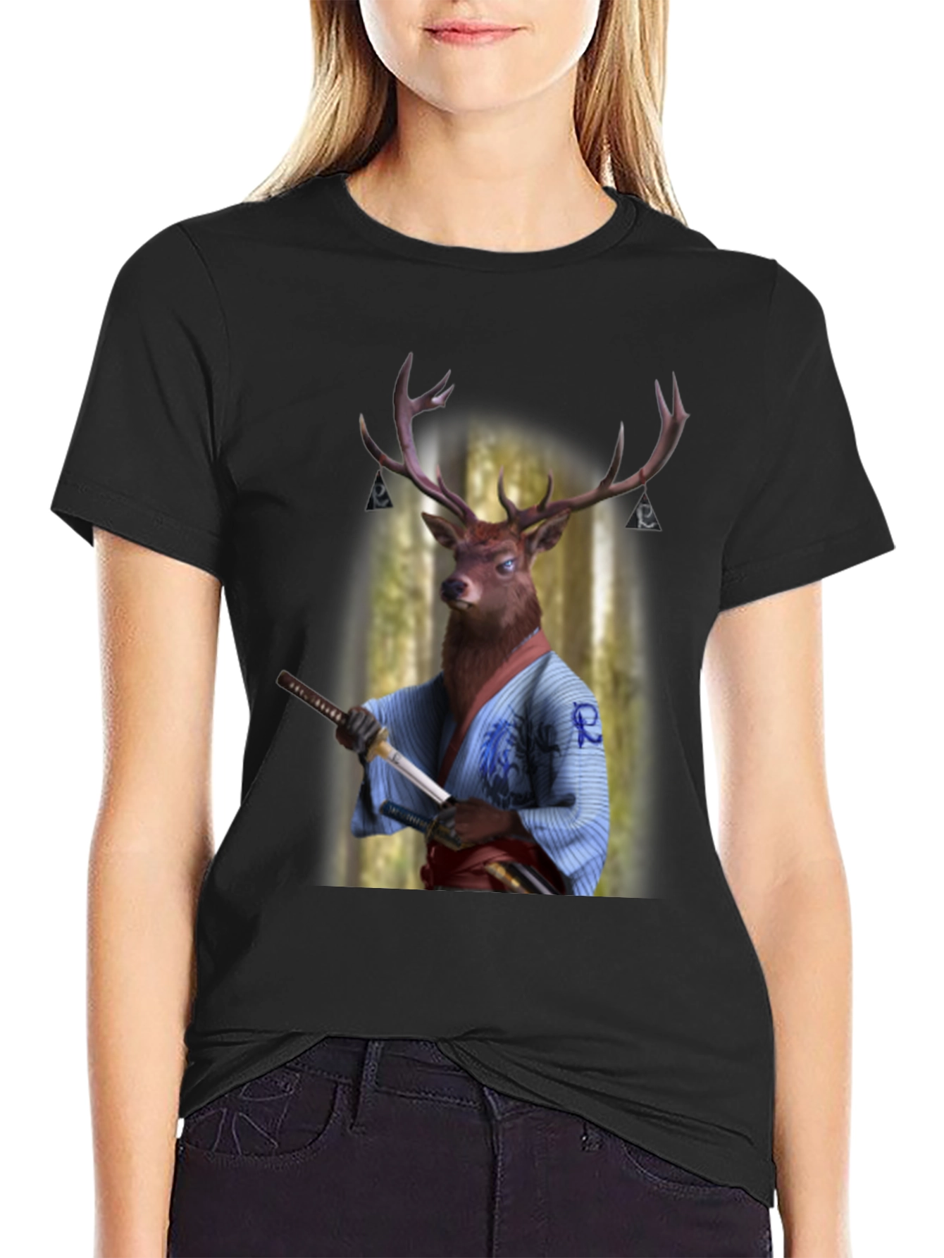 Samurai Deer Graphic T-Shirt