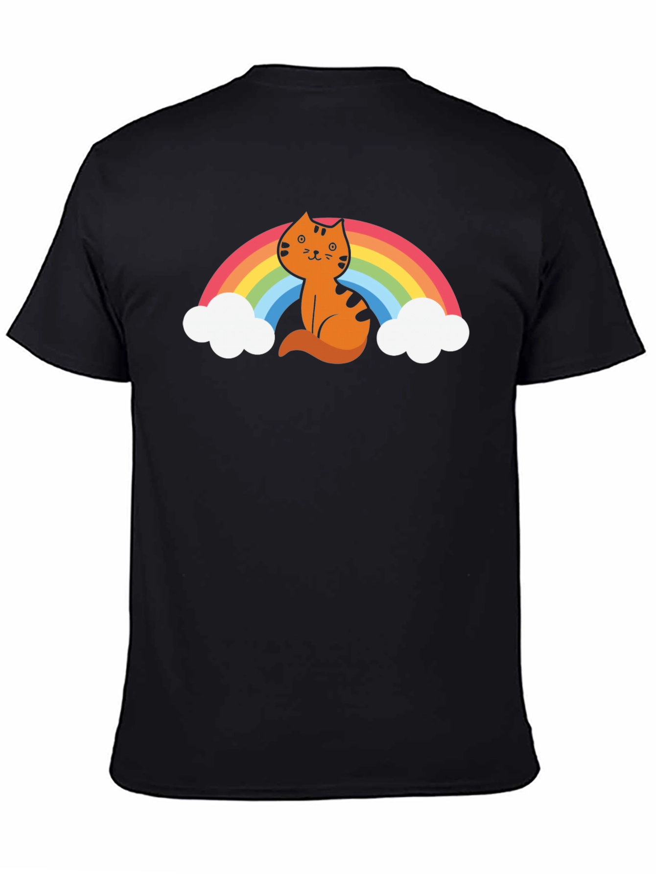 Cat Rainbow Graphic Tee - Unisex Black T-Shirt