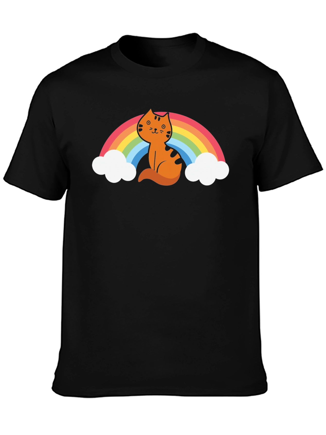 Cat Rainbow Graphic Tee - Unisex Black T-Shirt