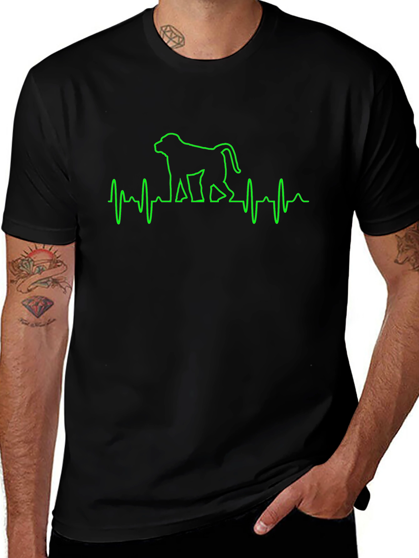 Monkey Heartbeat T-Shirt - Novelty Graphic Tee