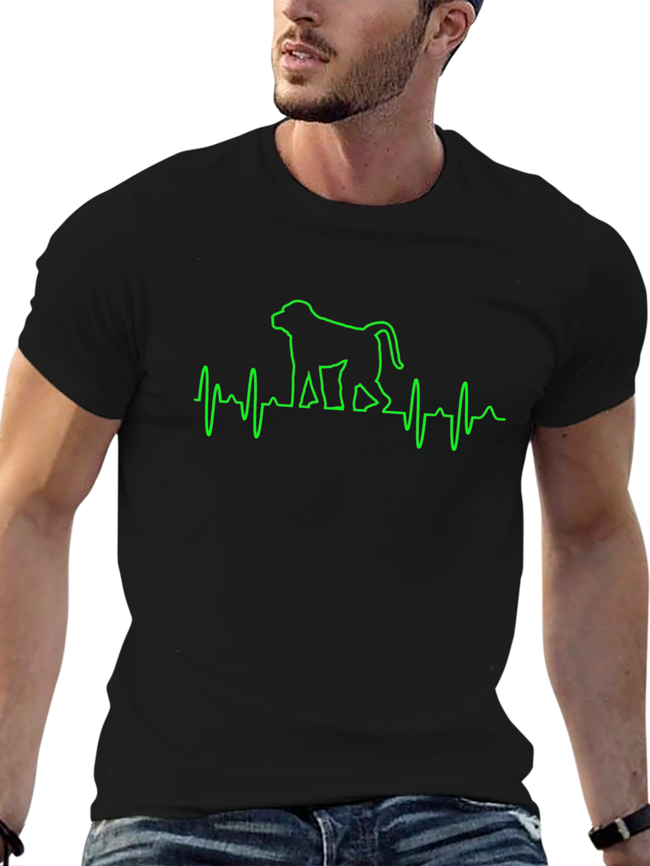 Monkey Heartbeat T-Shirt - Novelty Graphic Tee